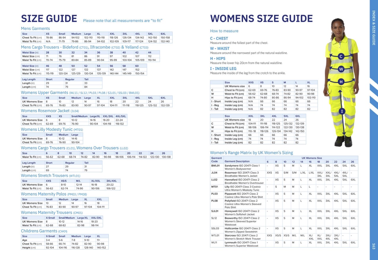 Leo Workwear Size Guide
